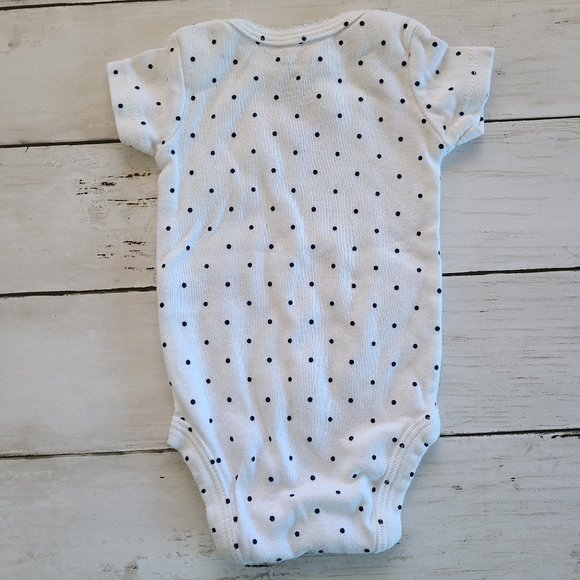 ♡ 5/$20- Carter's Girl's White Polka Dot Pink Bird Short Sleeve Bodysuit Newborn - Picture 2 of 6